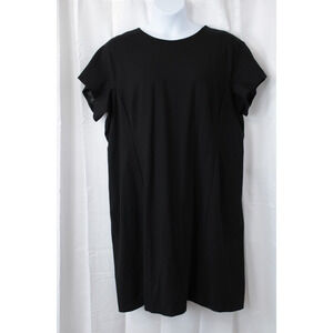 Ellen Tracy Shift Dress Women 24W Knee Length Short Sleeve Black Back Zip Lined